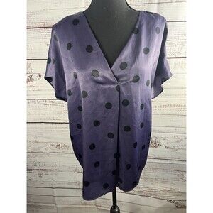 Worthington Blouse Women’s Size Large Purple Polka Dot  Stretch Casual
